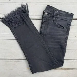 American Eagle Outfitters Jeans Offblack Highrise Fringe Hem